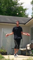 Man Jumps Rope and Juggles Several Balls Together