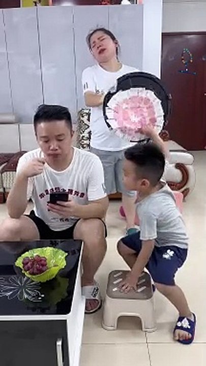 Funny video Son helping his father
