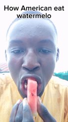 American vs Nigerian eating watermelon  #funny action