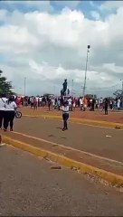 Derriban estatua de Hugo Chávez en Falcón