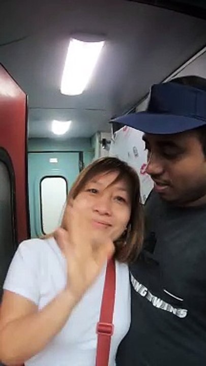 This beautiful foreigner is happy to travel by Train in India