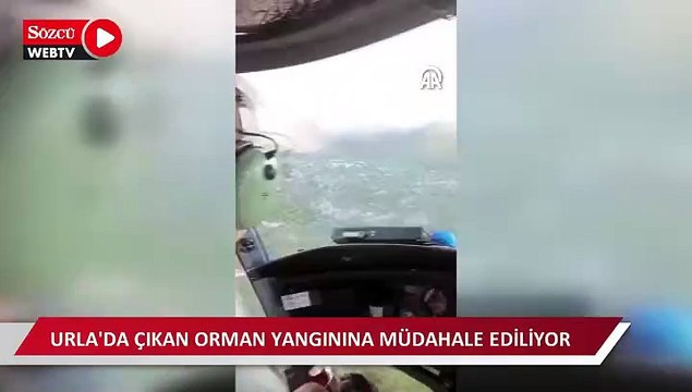 Urla'da çıkan orman yangınına müdahale ediliyor