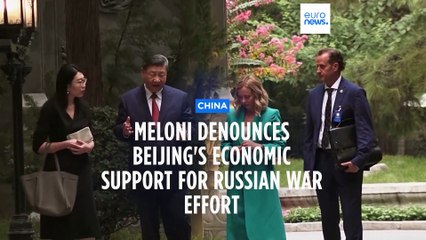 Descargar video: Italy PM Giorgia Meloni denounces Chinese economic support for Russia's war in Ukraine