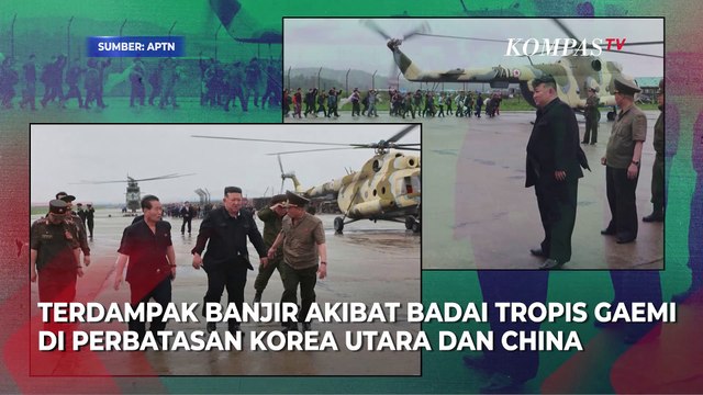 Potret Kim Jong Un Tinjau Lokasi Terdampak Banjir di Perbatasan Korea Utara