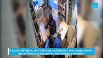 A punta de tijera, dos ladrones redujeron a una comerciante en La Plata y se escaparon con dinero y botellas