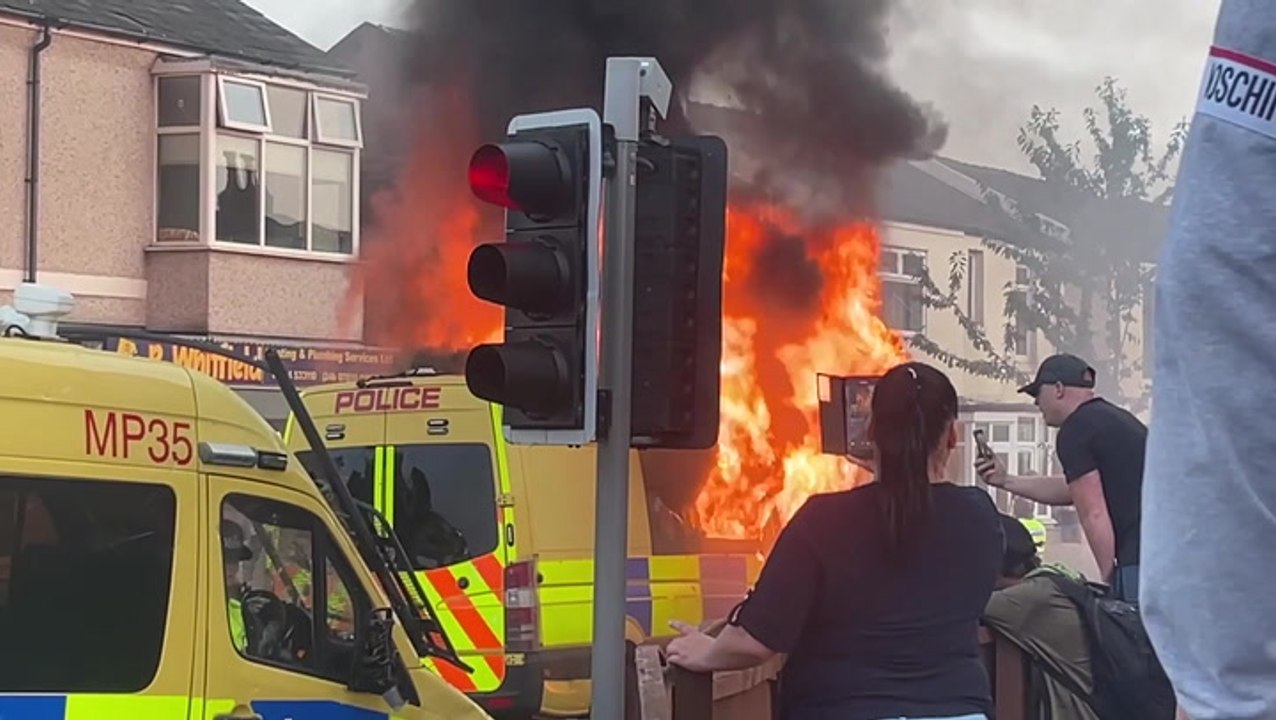 Bricks and bottles hurled at police in Southport as ugly scenes unfold