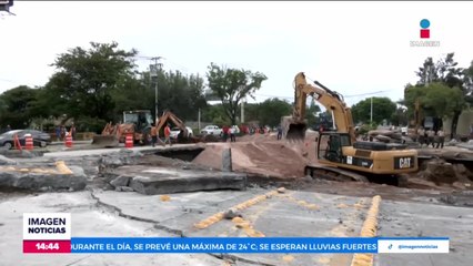 Así el avance en el quinto día de reparación del socavón de Guadalajara