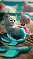 Mermaid cat friendship