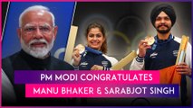 PM Modi Congratulates Manu Bhaker & Sarabjot Singh For Winning Bronze At Paris Olympics 2024