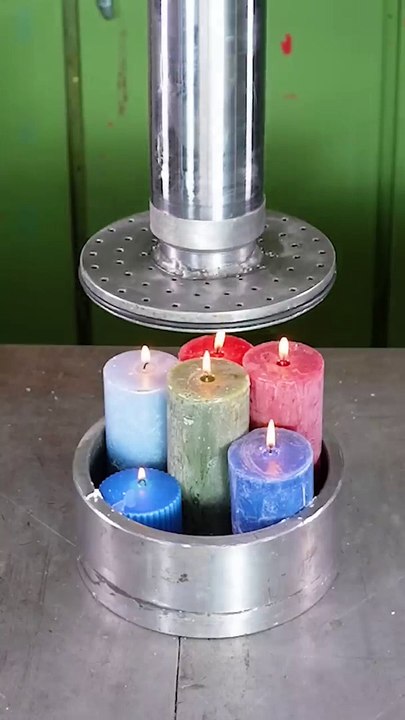 Crushing Candles and Crayons With Hydraulic Press  _hydraulicpress _crushing _satisfying _viral