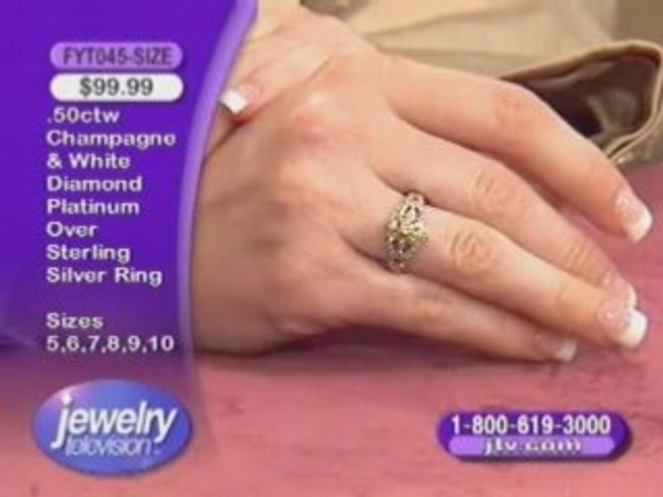 FTY045- .50ctw Champagne and White Diamond Ring