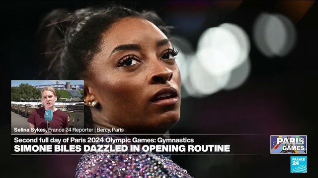 Paris Olympics Simone Biles marks comeback with dazzling gymnastics routine FRANCE 24 English_1080p