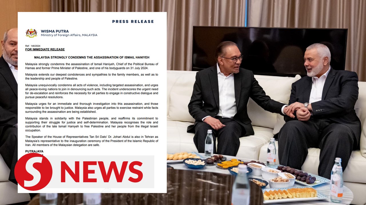 Malaysia condemns assassination of Hamas leader Ismail Haniyeh