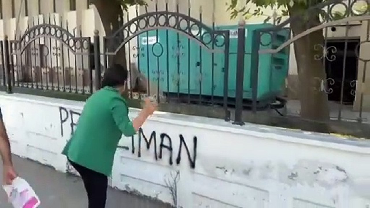 DEM Partili vekil, valilik duvarına Kürtçe yazı yazdı