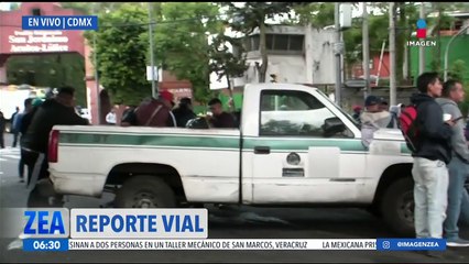 Trabajadores de limpia de la alcaldía Magdalena Contreras bloquean la Av. Luis Cabrera