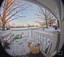 Girl Slips and Falls on Snow in Illinois, USA