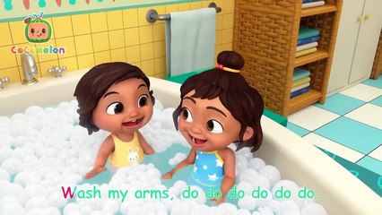 Bath Song! with Nina! CoComelon Nursery Rhymes Kids Songs.