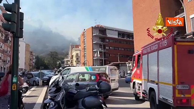 Incendio a Roma, a fuoco Monte Mario. Palazzi evacuati e auto bruciate