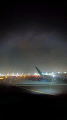 Dubai Night Time Airplane Take-off view