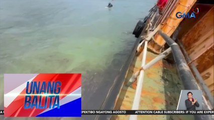 PCG – May oil sheen at amoy ng diesel sa bahagi ng dagat kung saan sumadsad ang M/V Mirola 1 | Unang Balita