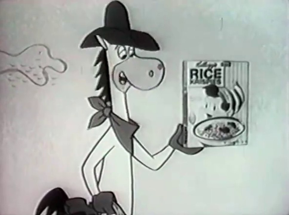 1960s Kellogg's rice Krispies TV commercial - Baba Louie throws Quick Draw off the cliff