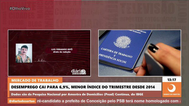 Desemprego cai para 6,9%, menor índice do trimestre desde 2014, aponta pesquisa do IBGE