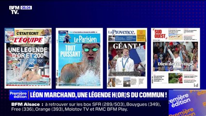 JO 2024: Léon Marchand en une de nombreux journaux après son incroyable doublé