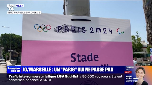 Panneaux raturés, stickers... À Marseille, des habitants tentent de cacher les inscriptions Paris 2024