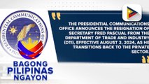 PBBM, tinanggap ang pagbibitiw sa puwesto ni DTI Sec. Alfredo Pascual