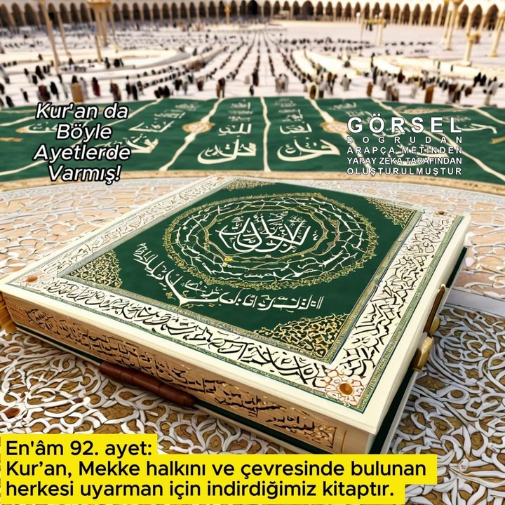 Mekke halkını ve çevresinde bulunan herkesi uyarman için ….. - En'âm 92.ayet