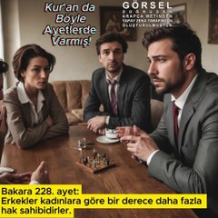 Erkekler kadınlara göre bir derece daha fazla….. - Bakara 228.ayet