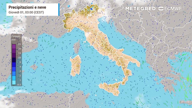 Previsione delle piogge nei prossimi giorni