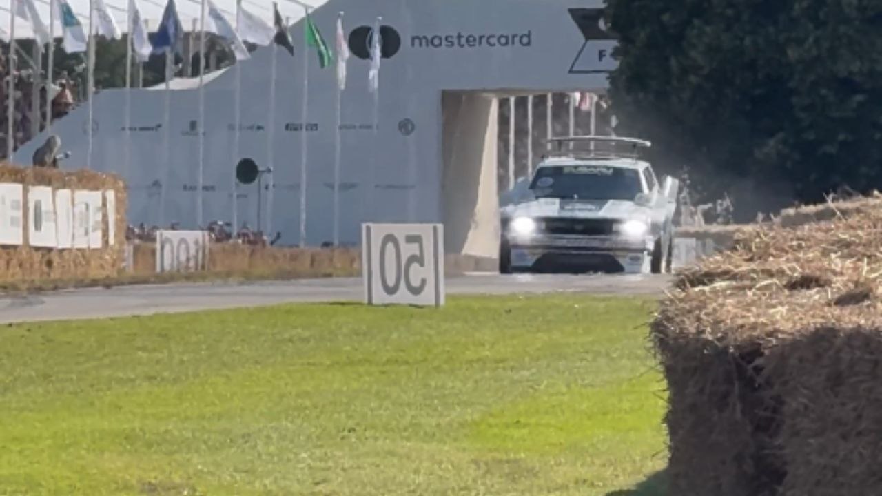 Footage of Travis Pastrana crashing his ride at Goodwood Festival of Speed
