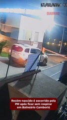 Recém-nascido, que foi salvo pela PM após ficar sem respirar, passa bem