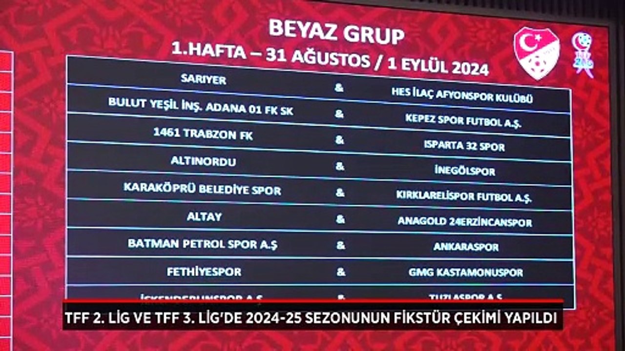 TFF 2. Lig ile TFF 3. Lig'de 2024-25 sezonunun fikstür çekimi yapıldı