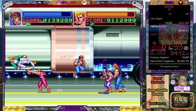 Super Double Dragon (SNES) - 『US/PAL 2P』 Speedrun in 27m 53s 850ms [New WR]