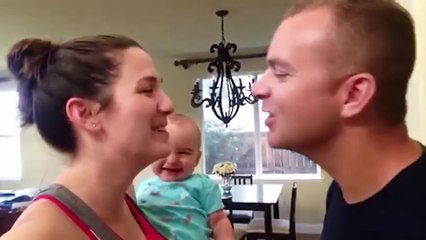 Funny Babies Reaction When Daddy Kiss Mommy Videos