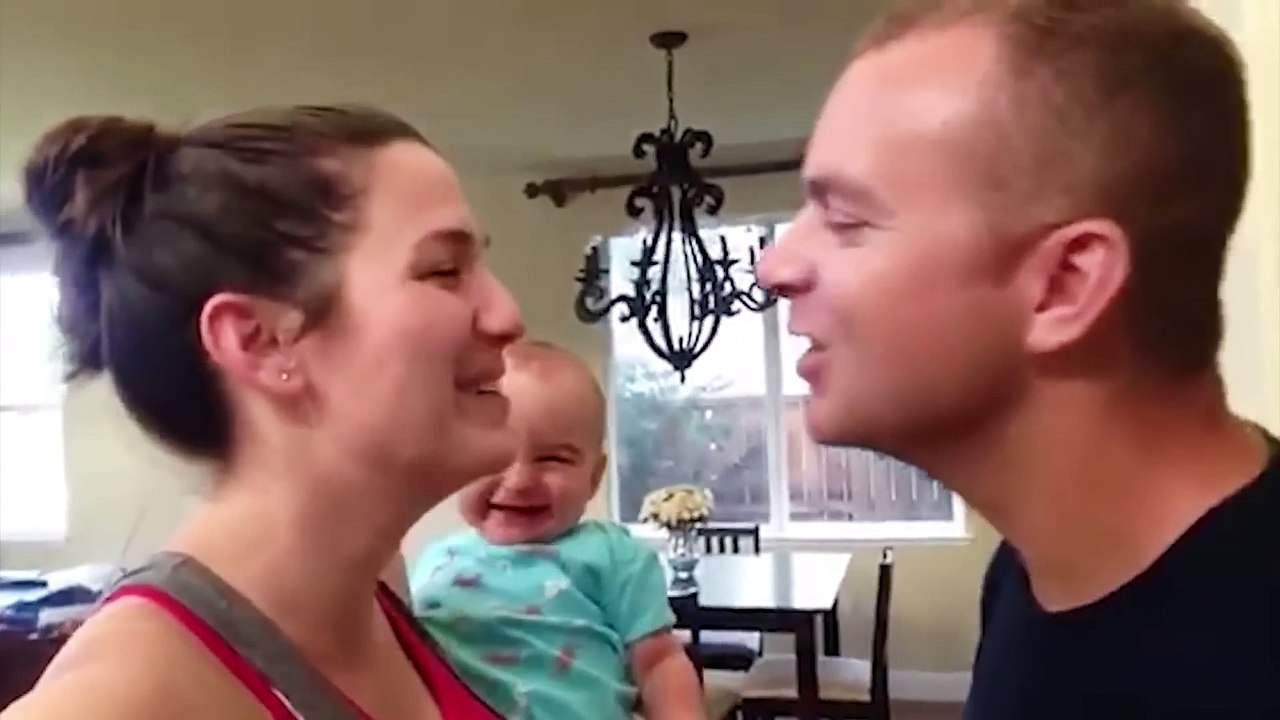 Funny Babies Reaction When Daddy Kiss Mommy Videos
