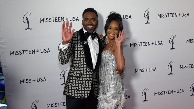 Justin Sylvester and Rachel Lindsay 2024 Miss Teen USA Finals Red Carpet at Peacock Theatre at L.A. Live