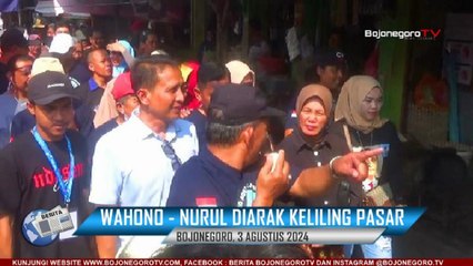 Saat Setyo Wahono - Nurul Azizah Diarak Keliling Pasar Kota Bojonegoro Oleh Ratusan Pedagang