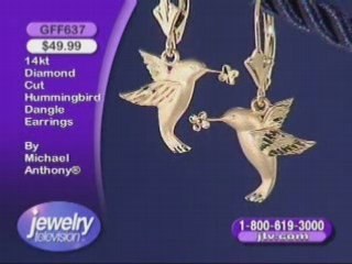 GFF637- 14kt Gold Hummingbird Earrings