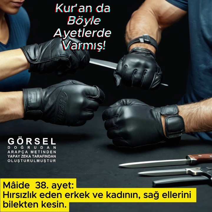 Hırsızlık edenin sağ ellerini bilekten k*sin….. - Mâide 38.ayet