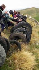 100 Tires vs Mountain!