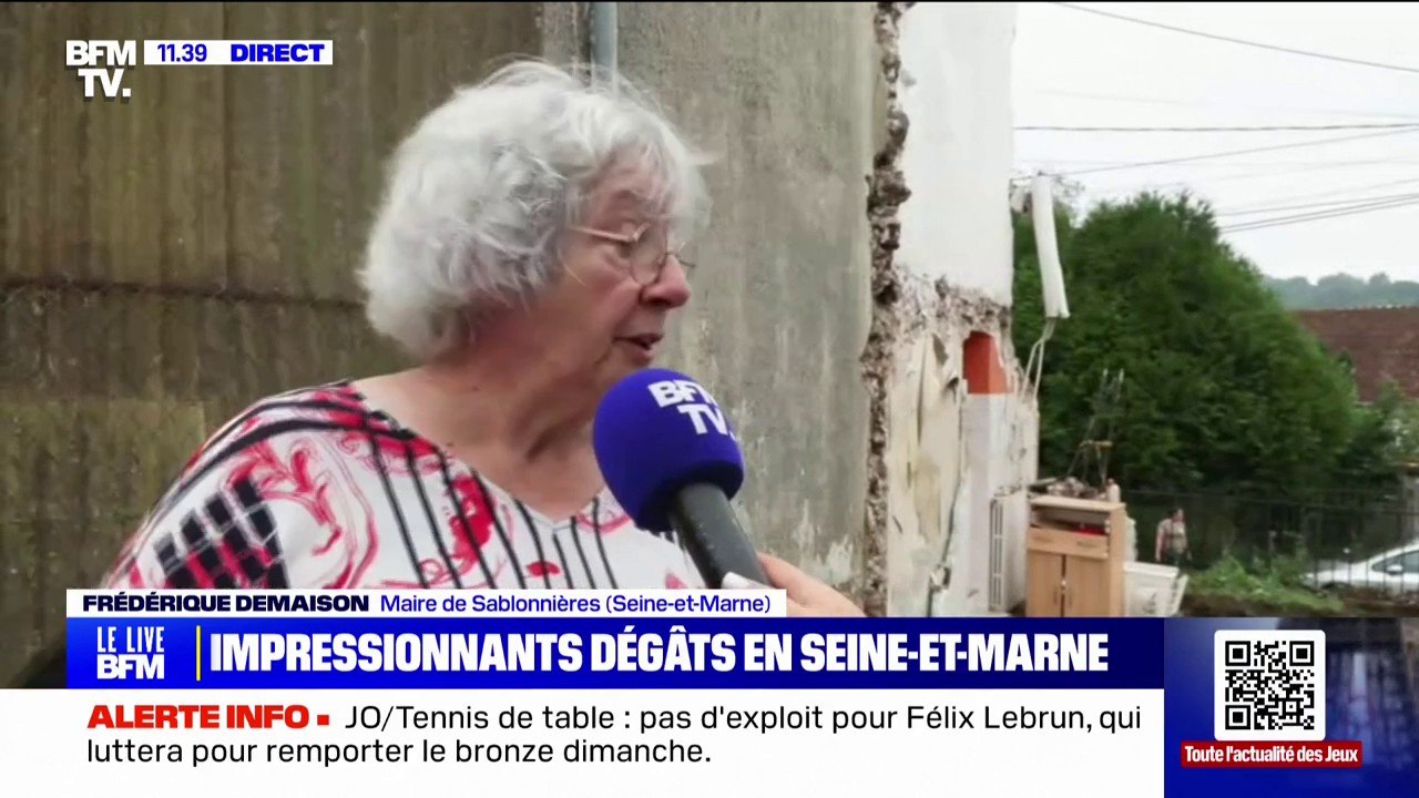 Frédérique Demaison (maire de Sablonnières en Seine-et-Marne): "C'est un tout petit ru qui a ramassé toute la pluie (...) il a emmené une maison et la voirie"