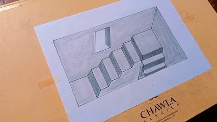 how to draw two stairs in a deep hole 3d art on paper | easy drawing on paper