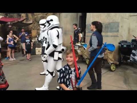Boy Encounters People Dressed as Fictional Characters From Popular Movie