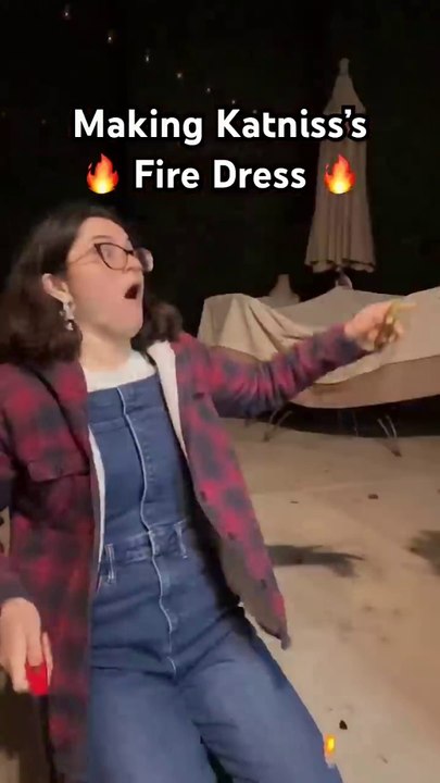 Making Katnisss Fire Dress  featuring my parents lighting me on fire