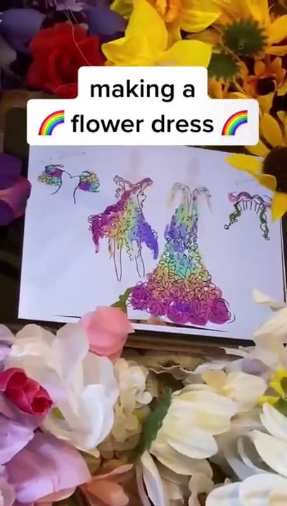 making a flower dress rainbow edition