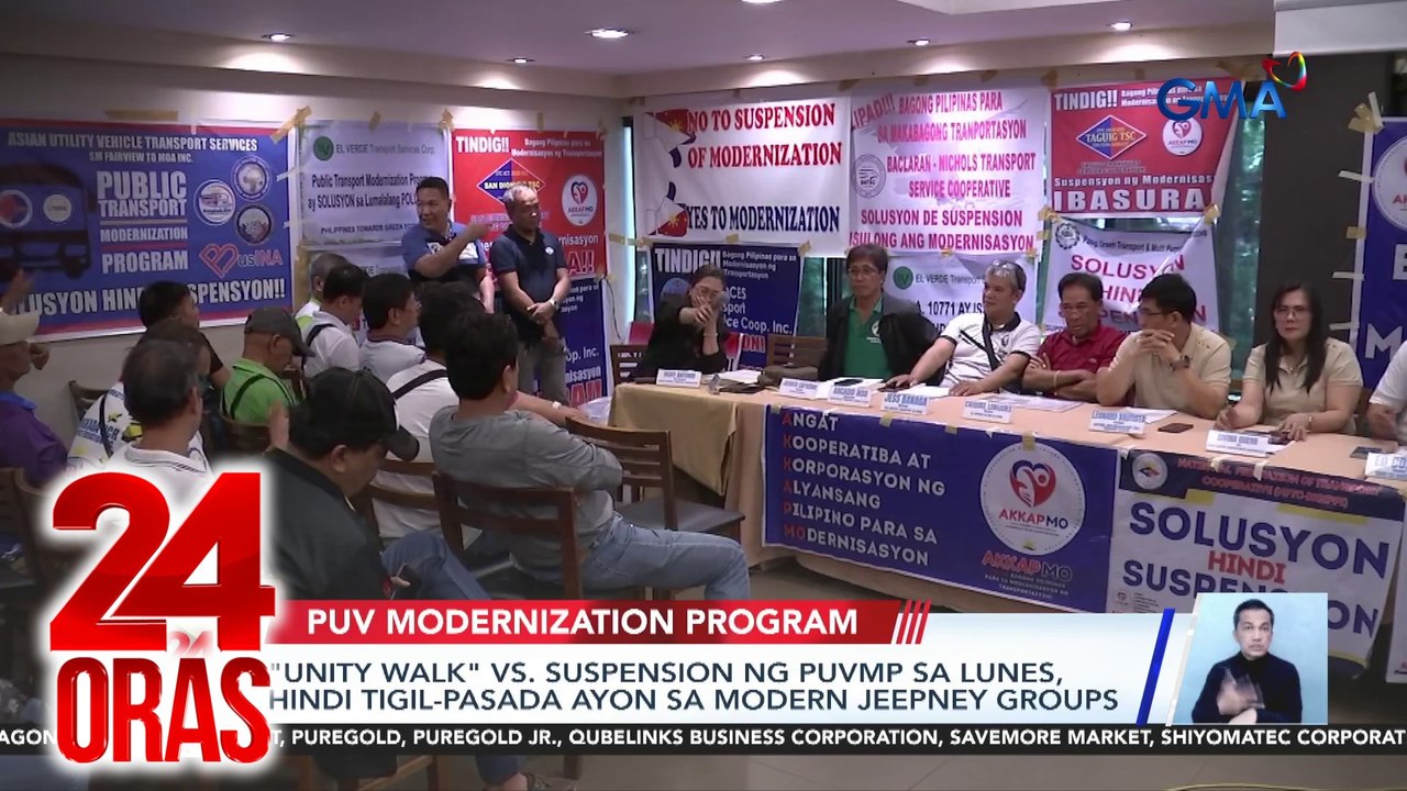 "Unity walk" vs. suspension ng PUVMP sa Lunes, hindi tigil-pasada ayon sa modern jeepney groups | 24 Oras