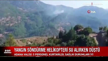 Adana'da yangın söndürme helikopteri göle düştü